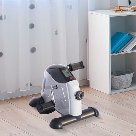 Mini vélo d'appartement, pédalier avec écran LED, 5 modèles, appareil de musculation pour les bras et les jambes, idéal pour les seniors, à utiliser à domicile ou au bureau, 40 x 39 x 29 cm, blanc (1/5)
