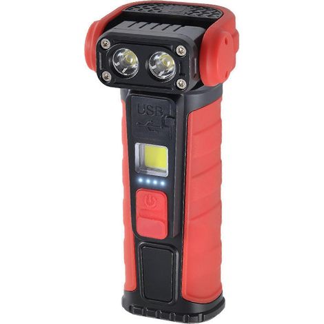Lampe de travail à tête orientable réglable avec 4 modes d'éclairage, 300 lm, base magnétique, rechargeable, pour réparations extérieures, multicolore (1/5)