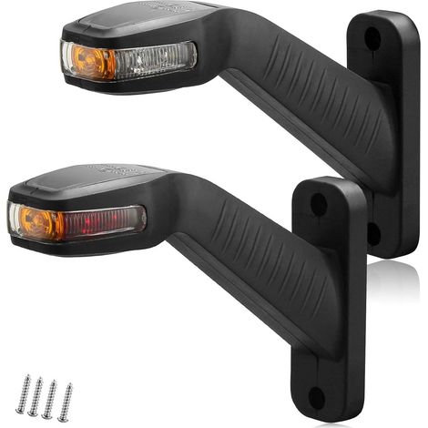2 PCS 12/ 24V LED Caoutchouc Tiges Base Balisage Latéral Remorque Aperçu lumineux Feu Signalisation Ambre Blanc Rouge Lampe Étanchéité Caravane Camion Tracteur (1/5)
