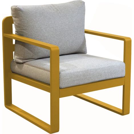 PROLOISIRS Fauteuil sofa - MOJITO II - Aluminium époxy - Miel/Gris