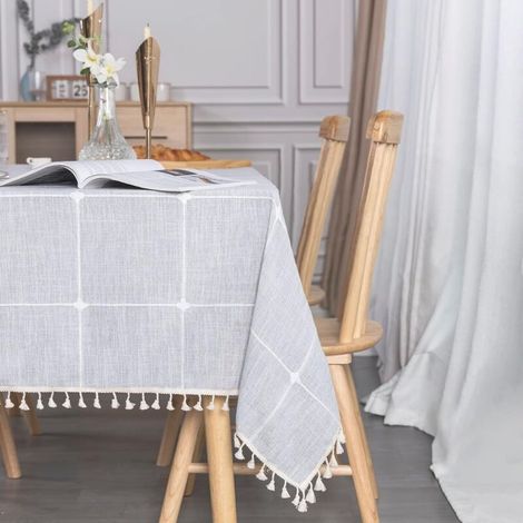 Nappe Table a Manger Rectangulaire Coton Lin Table Cover Cloth Cotton Tablecloth Rectangle Decoration 140x180 cm pour Maison Table de Cuisine