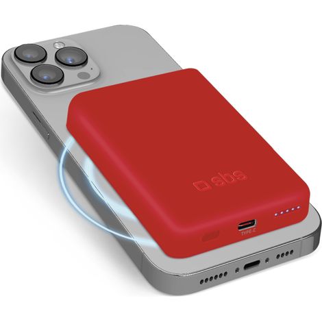 Batterie externe SBS TEBB5000MAG1CR 5000 mAh compatible MagSafe - rouge (1/2)