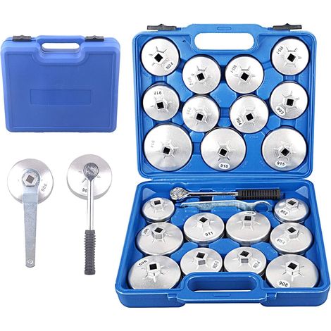 Juego de 23 llaves para filtros de aceite, vasos de aleación de aluminio de 1/2 pulgada con estuche de almacenamiento. (1/5)