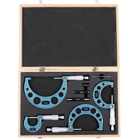 Ensemble de micromètres extérieurs, Outil machiniste 0-4 "0-100mm 4 précision 0.01mm, Kit d'outils de Mesure en carbure 4 pièces (1/5)