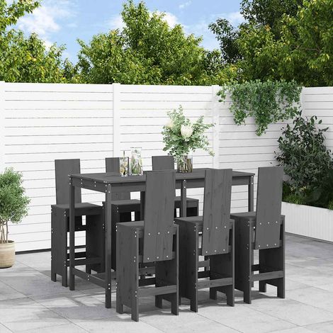 Ensemble de bar de jardin 7 pcs-Bar d'extérieur gris bois de pin massif 842456 (1/5)