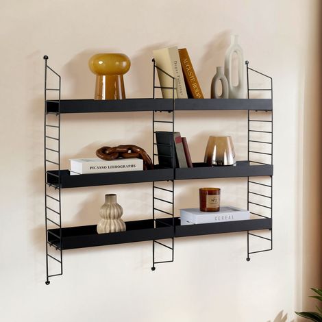Mensola Scurelle, 3 Ripiani, 98x21x100h cm Nero (1/4)