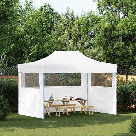 Profi-Partyzelt Faltbar mit 3 Seitenwänden 280x410x315 cm Stahl Weiß