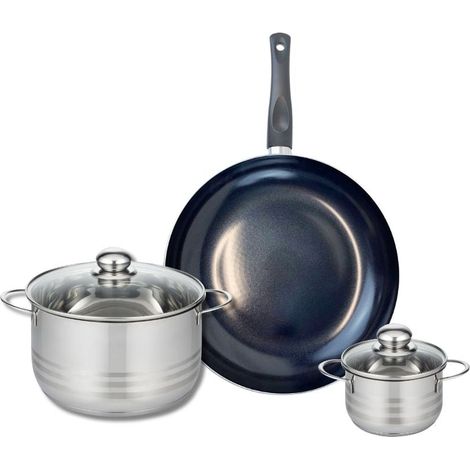 Ensemble de 1 Poêle de cuisson 28 cm et 2 faitouts 12 et 20 cm Elo Prima Brillant (1/5)