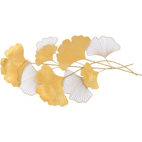 Nordisch Wandbehang Ginkgoblatt Metallkunst Skulptur Wohnzimmer Ornament Tür Fenster Home Art Decor 55cm110cm (1/5)