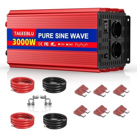 3000W convertisseur 12v 220v Pur Sinus, transformateur 12v 220v avec écran LCD, 2 Prises UE (1/5)
