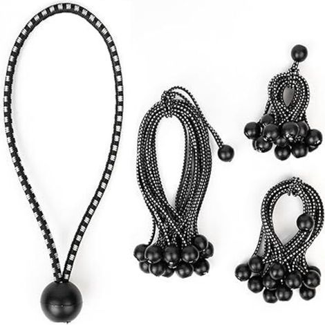 Lntyq Tendeur élastique 45 pièces, tendeur de bâche, tendeur avec boule, élastique pour bâche, tentes, fixation de bâche de camping pour de nombreuses applications extérieures (10/15/22 cm)