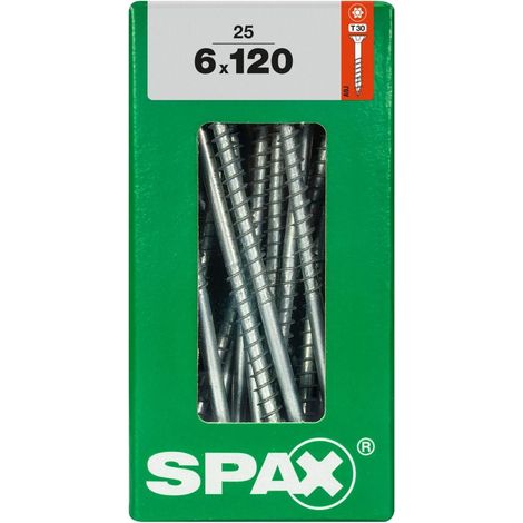 SPAX Universalschraube, 6 x 120 mm, 25 Stück, Teilgewinde, Senkkopf, T-STAR plus T30, 4CUT, WIROX - 4191010601207 (1/3)