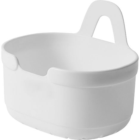 Grand panier mural en plastique blanc, grande capacité, suspendu avec drainage aéré pour salle de bain et cuisine. (1/5)