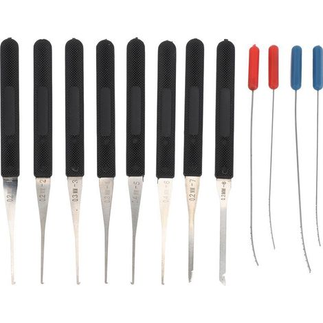 Kit d'extraction de clé cassée 12 pièces Outils de sélection 0,2 à 0,4 mm Acier à ressort pour réparation précise (1/5)