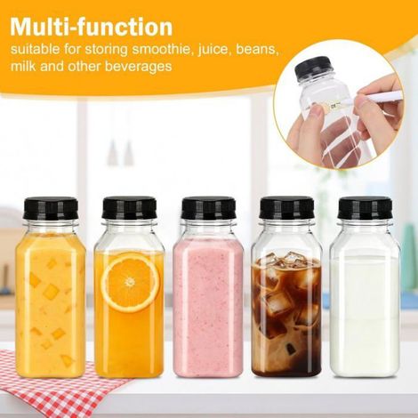 Bouteilles à jus 8 pièces 250ml transparentes en plastique PET sans BPA étanches pour smoothies lait et shots (1/5)