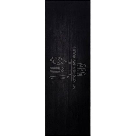 Alfombra de cocina Cubiertos Negro 180 x 60 cm Terciopelo vidaXL