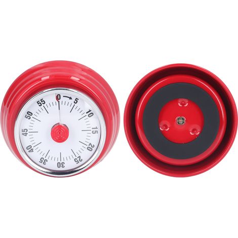 Minuteur magnétique rétro rouge 70 dB, réveil cuisine pratique pour maison, minuteur aimanté facile à utiliser (1/5)