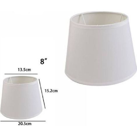 Abat-jour Cylindrique Conique De Remplacement Pour Lampe Et Applique En Tissu Tnt -8" -blanc