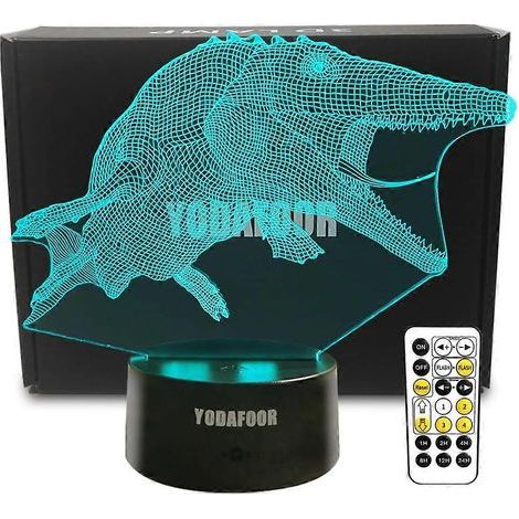 Veilleuse dinosaure Mosasaurus pour enfants, lampe de chevet 3D, 7 couleurs changeantes avec télécommande (1/5)