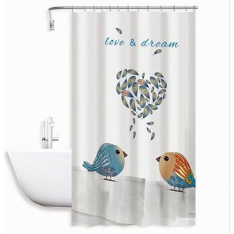 Trade Shop - Love Dream Cortina De Ducho Impermeable Antimoho 180x180 Cm Con Anillos De Baño 79216 -