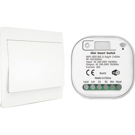 RF433 & WiFi Wireless Remote Control Light Switch, No Battery, Wiring, and Hub Required, Compatible with Alexa Google Home Tuya Smart Life App, 1 Switch 1 Receiver Kit