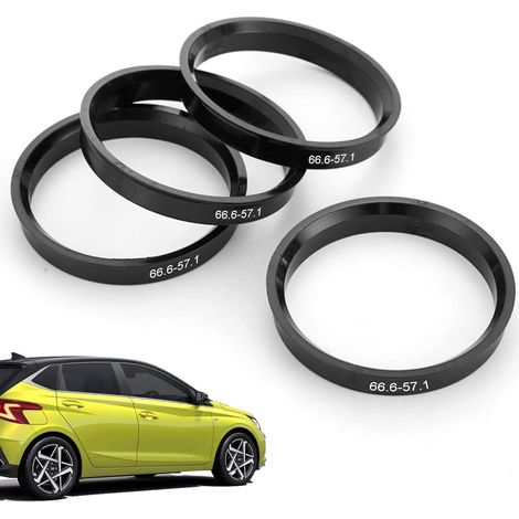 Set di 4 anelli di centraggio da 66,6 a 57,1 mm, anelli di centraggio mozzo ruota, plastica Audi, compatibili con VW, smorzamento delle vibrazioni, neri (1/5)