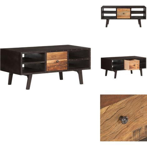 Table basse 100x50x45 cm Bois de récupération massif - Table Basse - Meubles De Salon - Table D'appoint - Bois Recyclé - Design Vintage (1/5)