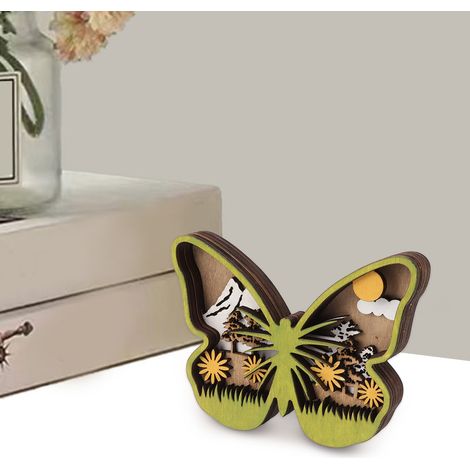 Ornements de Pâques en bois, décoration intérieure créative, figurine de papillon printanier en bois. (1/5)