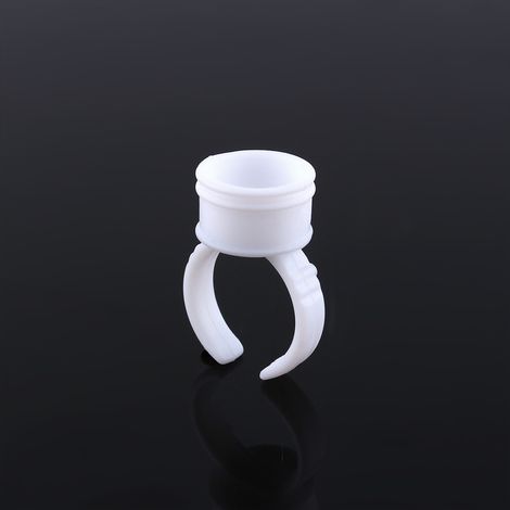 100 pastilles de colle jetables blanches en plastique pour extension de cils, support à anneau de colle pour tatouage (1/5)