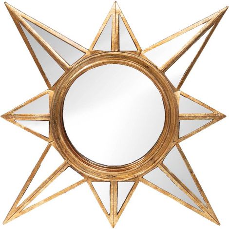 Amadeus - Miroir étoile doré patiné 21cm
