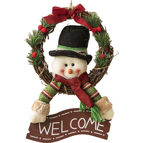 Guirlande De Noël En Rotin - Cercle Décoratif Avec Poupée En Tissu - Décoration Murale Pour Porte Et Intérieur - 1 Pièce (1/5)