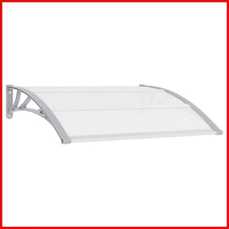Auvent de porte - VGEBY - 120 x 100 cm - Gris - Polycarbonate - Résistant aux intempéries (1/4)