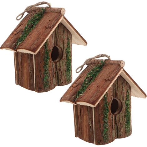 Stück Cottagestil Vogelhaus aus Holz mit Baumrinden Optik