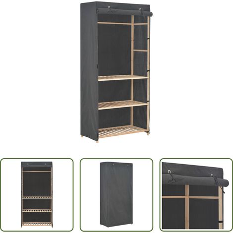 Kleidung aufbewahren - 3-stufiger Kleiderschrank Grau 79 x 40 x 170 cm Stoff (1/5)