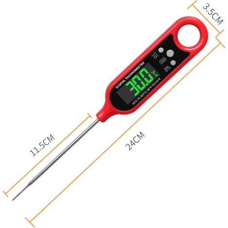 Termometro da cucina, termometro da cucina impermeabile a lettura istantanea 3S con sonda lunga, retroilluminazione e magnete, pulsante di calibrazione, termometro wireless per barbecue per griglia/ca (1/4)