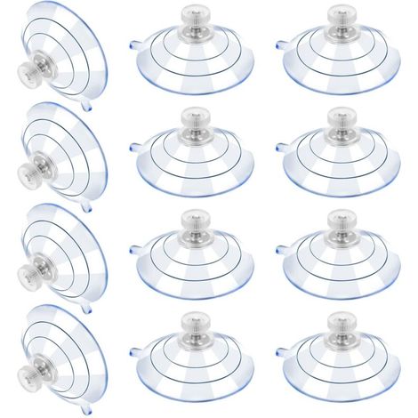 12 Large Suction Cups Plastic Suction Cups Transparent Anti-Collision Rubber Suction Cup Screw Metal Nut Strong Suction Cup Clear PVC Replacement with Screw Nut (60M5-10) NPTERBL