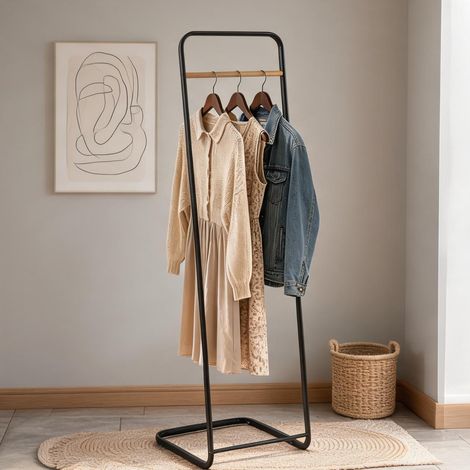 Porte-manteau sur pied en métal noir 40 x 40 x 140 cm (1/5)
