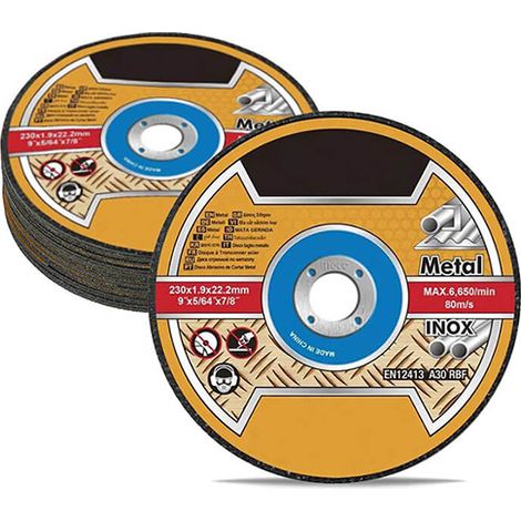 25 Dischi flessibili da taglio per Acciaio mis. 115x1,2 mm per smerigliatrici angolari e flex con innesto da 22,2 mm (1/5)