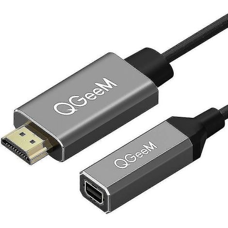 Câble adaptateur convertisseur Qgeem HDMI à port unique vers Mini DP, prend en charge UHD 4K à 30 Hz, prise de type D. (1/5)