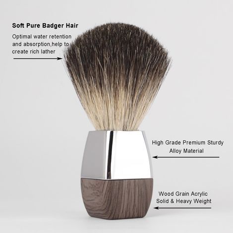 Pinceau de rasage en poils de blaireau pour homme, manche ultra-résistant en acrylique et alliage, dos du nœud ultra-résistant, perte de poils minimale, mousse rapide, extrêmement doux et agréable sur (1/5)