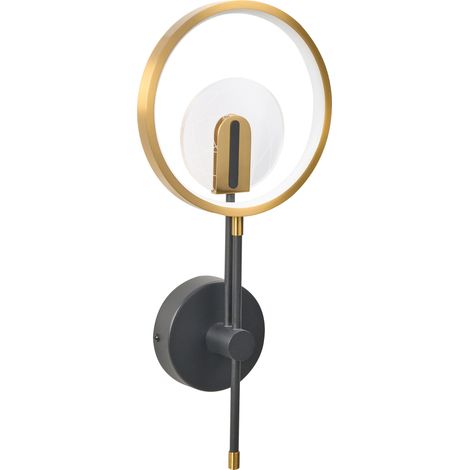 Lámpara de pared LED moderna con base metálica y pantalla de silicona baño y sala de estar negro/dorado Sambre
