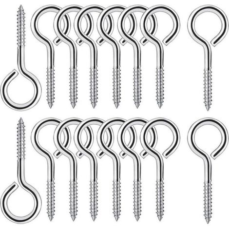 25 Pièces M4 Piton à Visser en Acier Inoxydable 304 Vis Mouton Oeil Rond Auto Taraudeuse Vis à Anneau Crochets à Oeil Boulon à œil Crochets Piton à Vis 50mm (1/4)