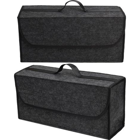 Organisateur de coffre pliable en feutre, 50x24x17cm, avec couvercle, 2 pièces, Gris foncé