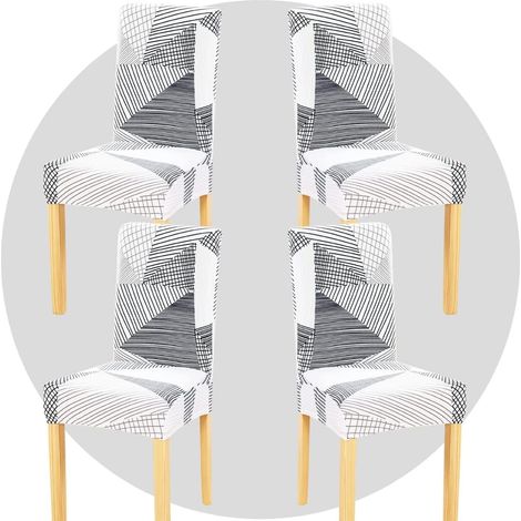 Set mit 4 bedruckten, waschbaren und abnehmbaren Stretch-Stuhlhussen für Küchen, Hotels und Restaurants (1/5)