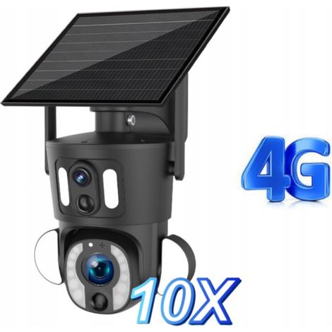TELECAMERA A PANNELLO SOLARE CON LAMPADA A LED E ZOOM OTTICO 10X PER SCHEDA SIM GSM 4G