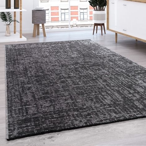 Paco Home Teppich Wohnzimmer Flachgewebe Modern Sisal Muster Einfarbig Pastell Fransen Grau, 120x160 cm
