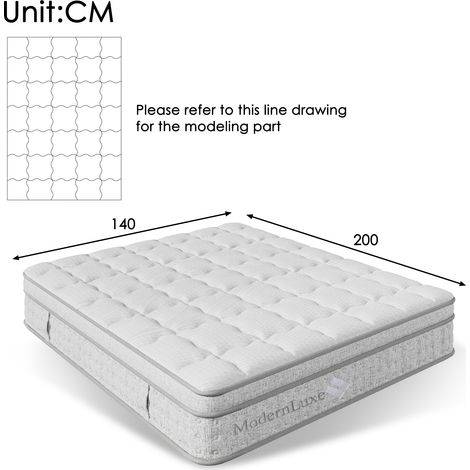 Matelas à ressorts ensachés 7 zones 140 x 200 cm H3, matelas hybride en mousse froide de 25 cm d'épaisseur, ergonomique et respirant, certifié OEKO-TEX, matelas confort pour lit double (1/4)