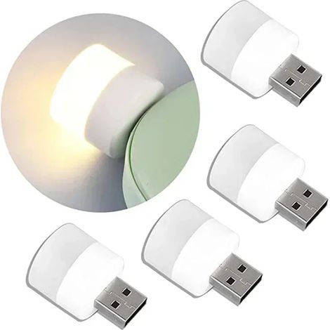 Mini veilleuse USB à LED blanc chaud pour ordinateur et téléphone portable, avec prise USB 10pcs (1/4)