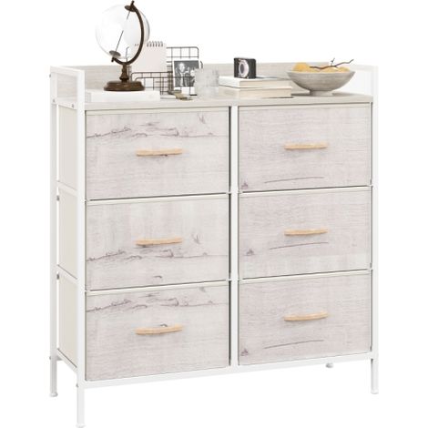 Natural Rustic Chest with Six Fabric Drawers for Stylish Storage Solutions