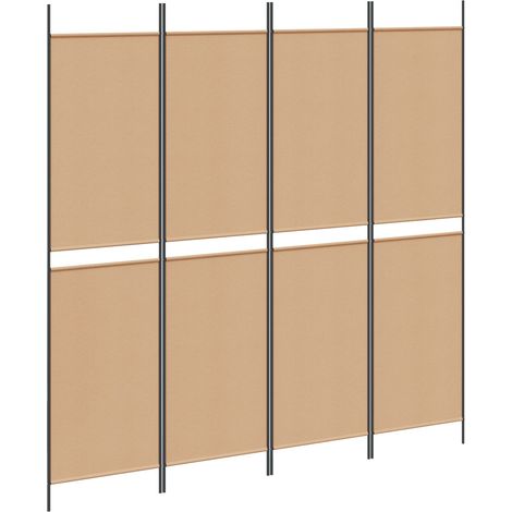 Separador de habitación de 4 paneles Beige 200 x 200 cm Tela vidaXL
